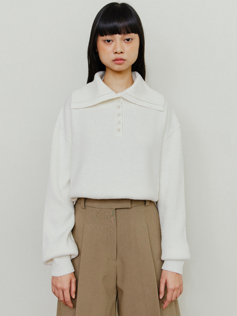 Open-Collar Knit - Ivory