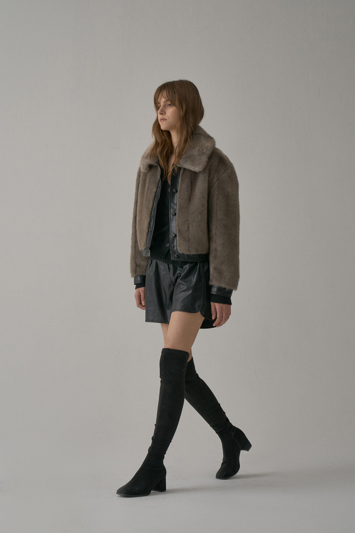 Leather Line Fur Jacket