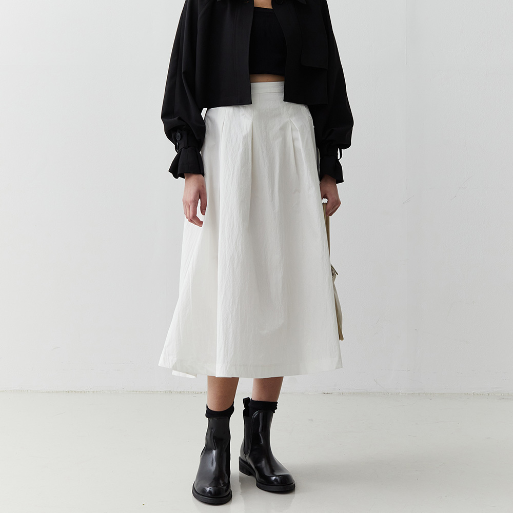 Pleated Banding Skirt - Ivory